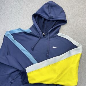 NIKE Dri-Fit Fleece Hoodie Mens Medium M Colorblock Blue Yellow White DA0471-410